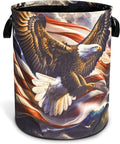 American Flag Bald Eagle Laundry Basket Foldable Oxford Cloth Funny Tote Bag by NUTAINLA