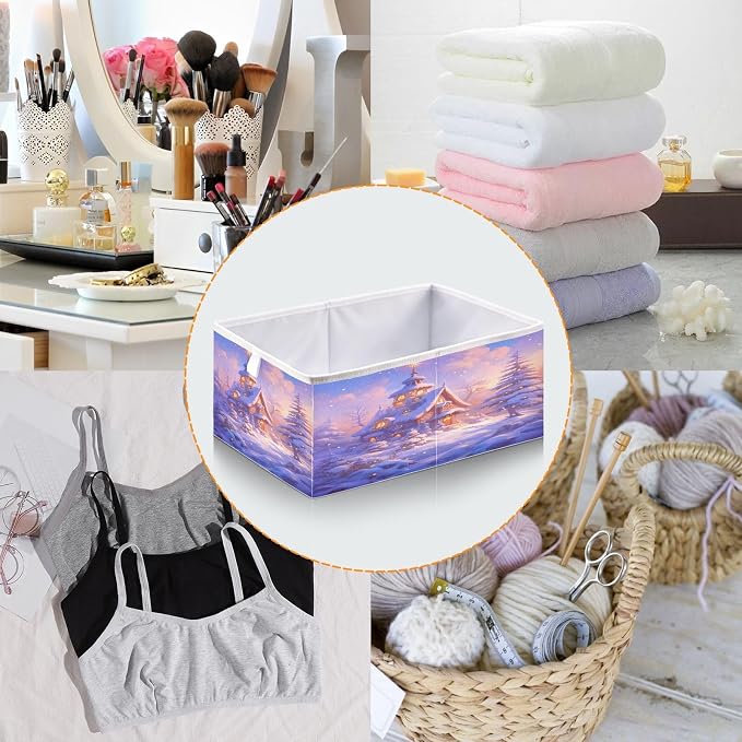 senya Large Storage Bins Purple Hut Collapsible Foldable Storage Cubes Fabric - Image 5