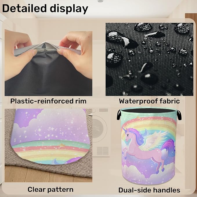 Rainbow Unicorn Foldable Laundry Hamper - Image 5