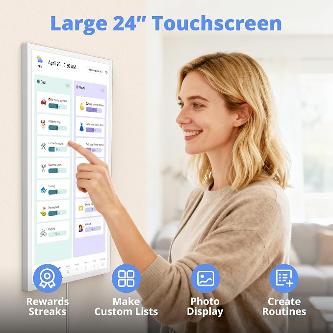 Digital Calendar 24 Inch Touch Screen, Electronic Wall Calendar Chore Chart - Image 2