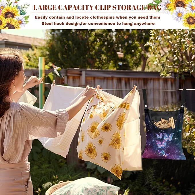 Galaxy Butterfly Print Clothespin Bag - Image 6