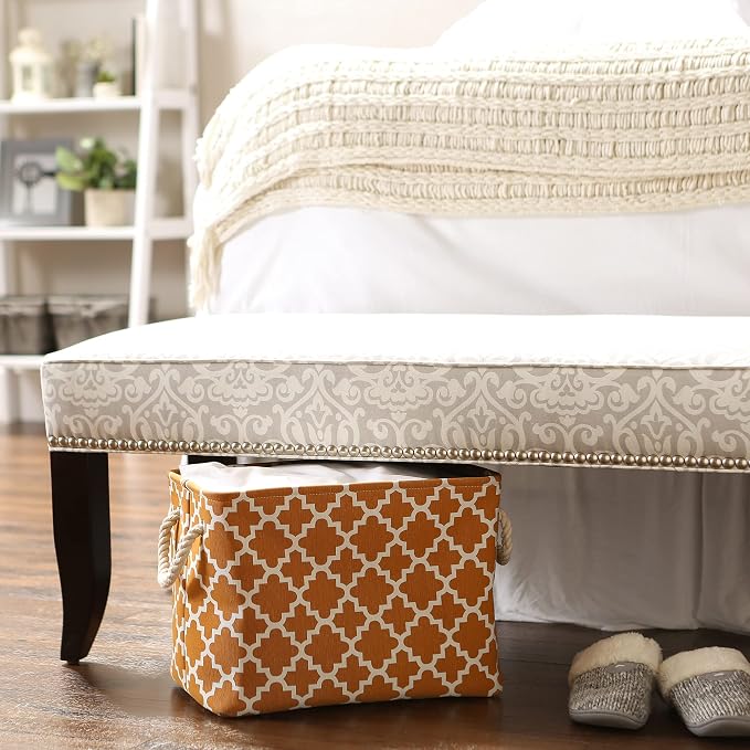 DII Polyester Container with Handles, Lattice Storage Bin, Pumpkin Spice - Image 5