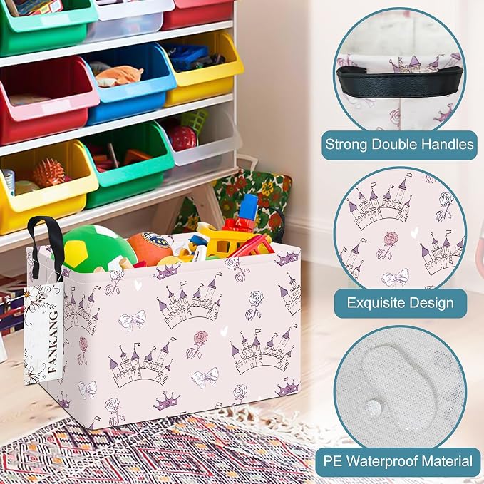 FANKANG Storage Bins, Nursery Hamper Canvas Laundry Basket Foldable - Image 8