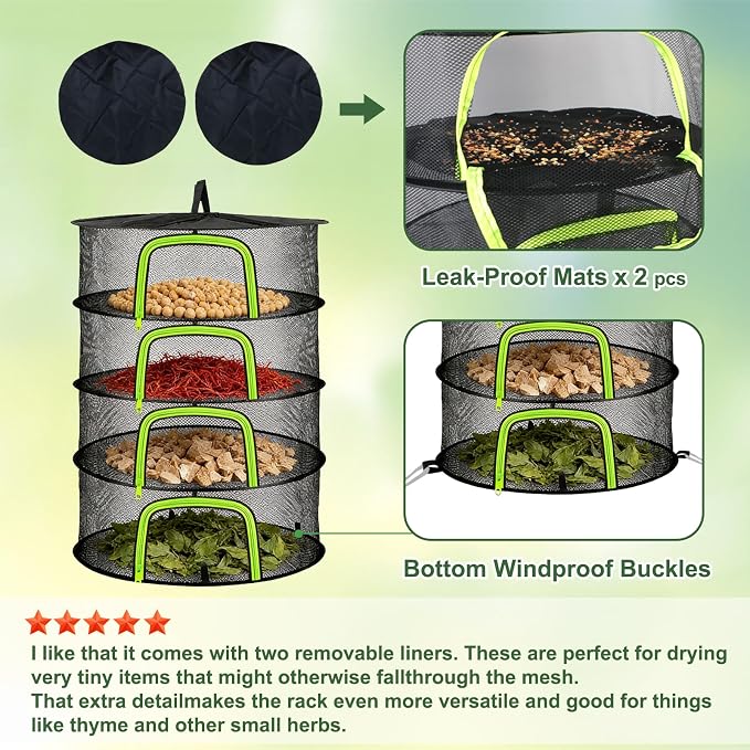 4 Layer Herb Drying Rack, Hanging Mesh Net, Foldable Plant Drying Rack - Image 2