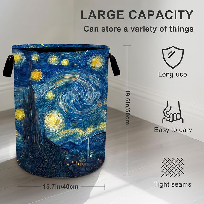 Starry Night Sky Laundry Basket Storage Bin Foldable Laundry Hamper Clothes - Image 4