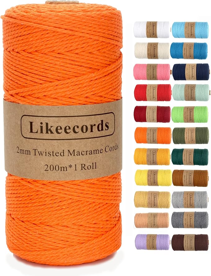 Macrame Cord, 2mm x 219yard Cotton Twine String Cord, Natural White Cotton Rope by Likeecords