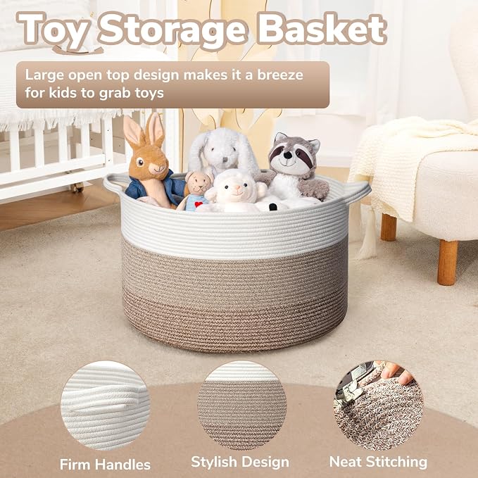 Goodpick Large Laundry Basket, Woven Rope Storage Basket - Image 5