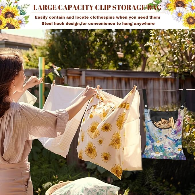 Dragonfly Laundry Clothespin Hanging Bag Daisy Hanging Clothespin Bag - Image 6
