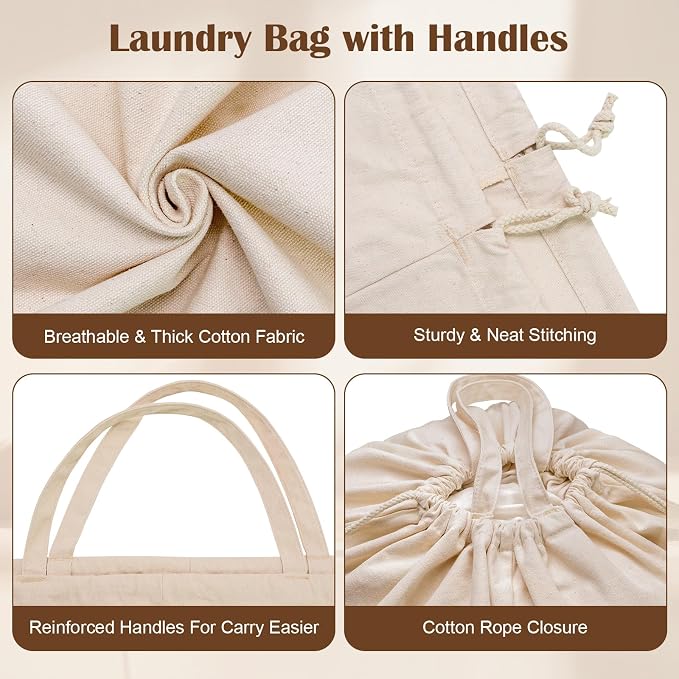 Cotton Canvas Laundry Bag 33"Wx 35"H, Thick Cotton Laundry Bag - Image 5