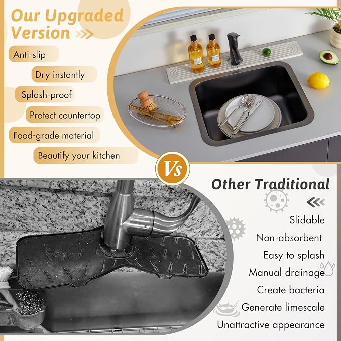 Quick Dry Stone Sink Splash Guard, 23.6" Extended Diatomaceous Earth Sink - Image 7