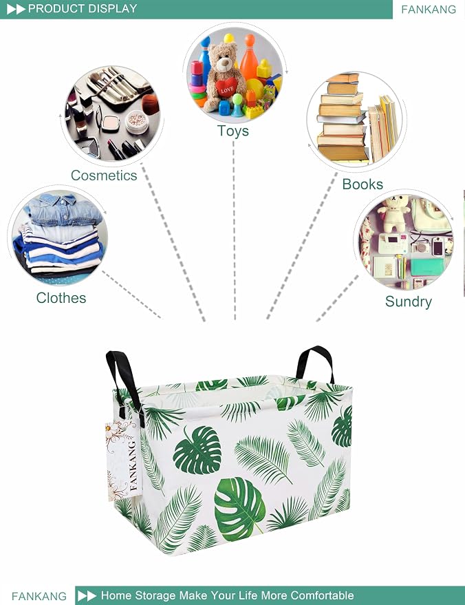 FANKANG Storage Bins, Nursery Hamper Canvas Laundry Basket Foldable - Image 3