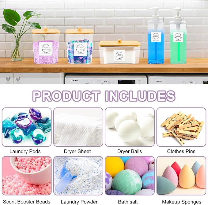 FEXIA 3+2 Pack Laundry Pods Containers and Dryer Sheet Holder - Image 2