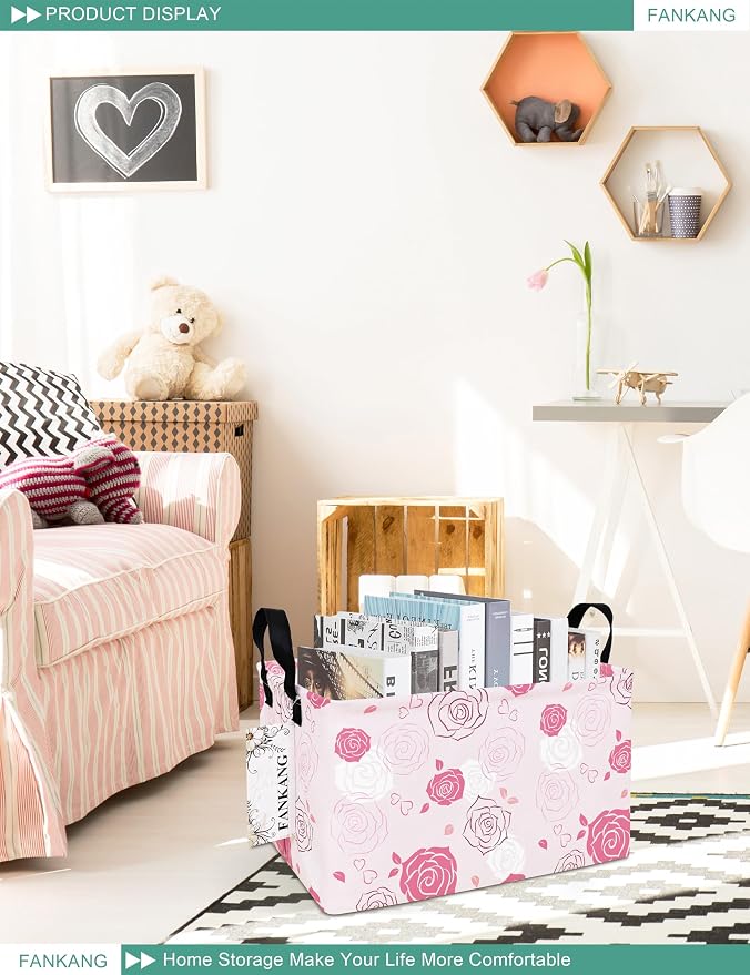 FANKANG Storage Bins, Nursery Hamper Canvas Laundry Basket Foldable - Image 5