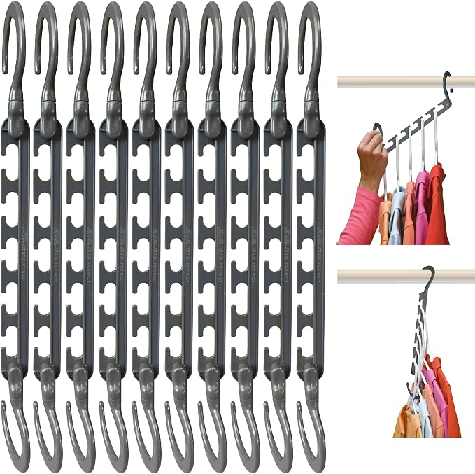 Wonder Hanger Max 10-Pack Space Saving Hangers, Reinforced Hooks Swivels 360° by WONDERHANGER