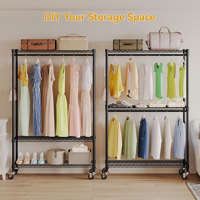 Heavy Duty Garment Rack with Wheels, H2 Plus Rolling Clothing Rack - Image 5