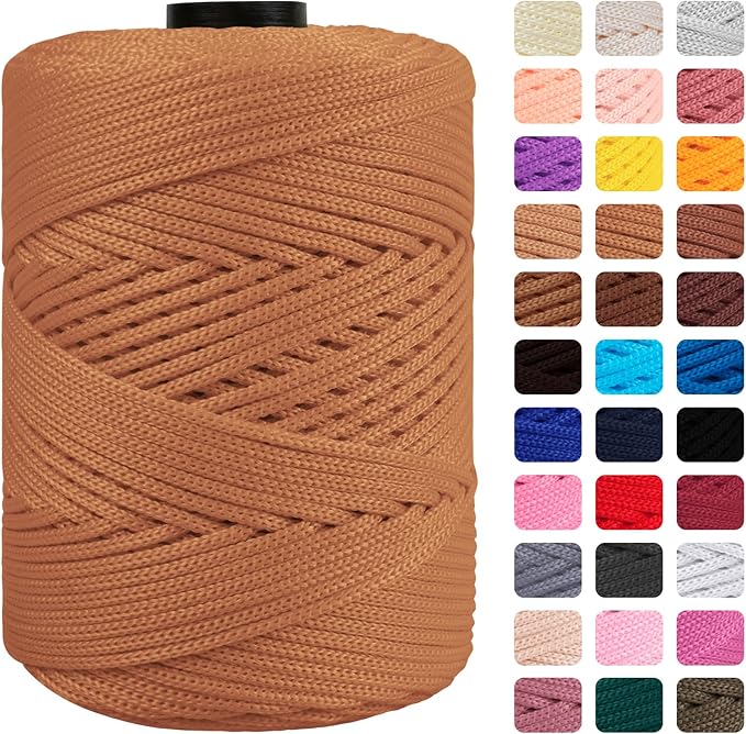 CAMAL Polypropylene Cord 3mm 185 Yards Colorful Polyester Yarn Handmade by CAMAL
