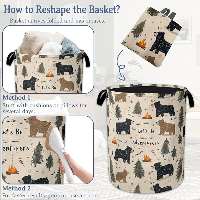 Funny Adventure Bear Forest Laundry Basket, Oxford Cloth Laundry Hamper - Image 6