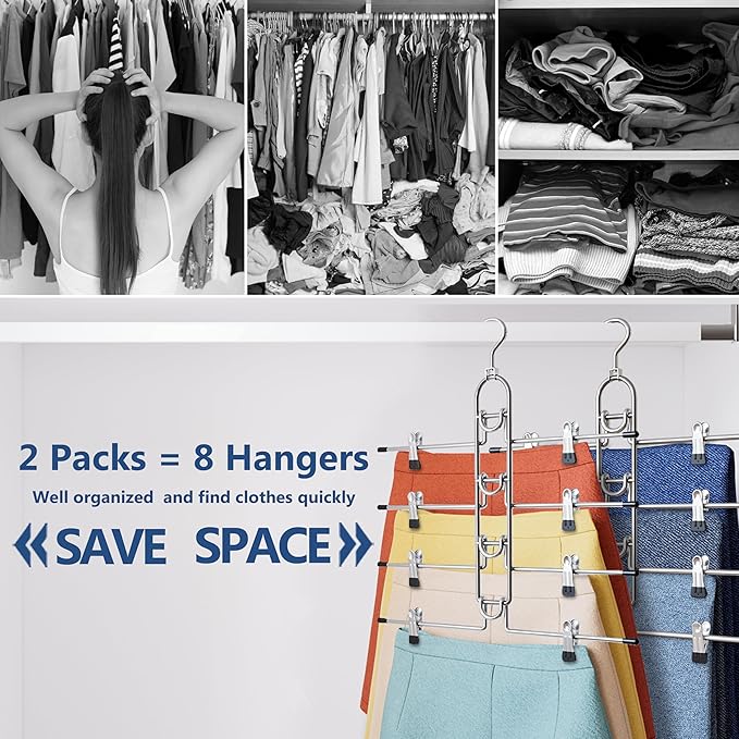 Pants Hangers With Clips, Newly Upgraded Detachable Space Saving Hangers - Image 3