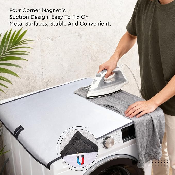 Portable Magnetic Ironing Mat by Encasa XO Silver Reflective Quilted Heat - Image 3
