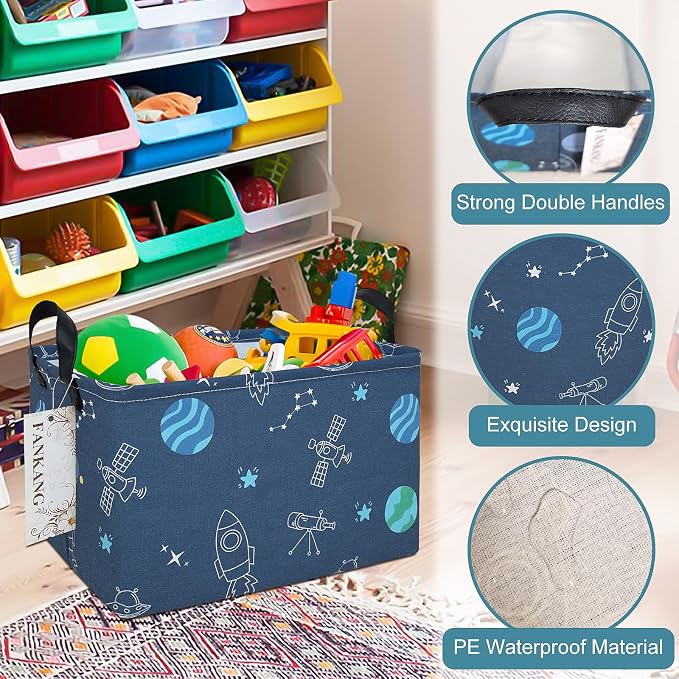 FANKANG Storage Bins, Nursery Hamper Canvas Laundry Basket Foldable - Image 6