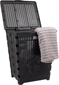 Mind Reader 61L Foldable Laundry Hamper, Clothes Basket, Wicker Design by MindReader