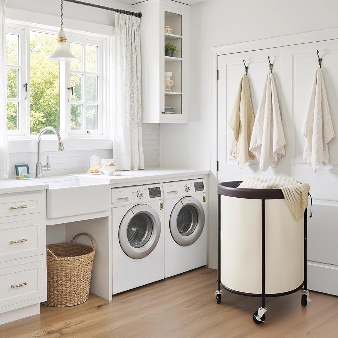 StorageWorks 52.8-Gallon Rolling Laundry Hamper, Heavy-Duty Round Laundry Basket - Image 4