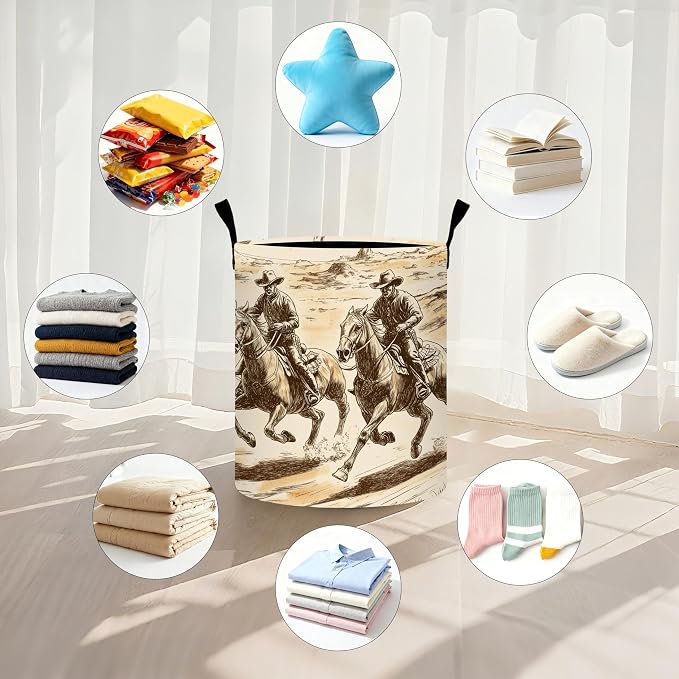 Western Laundry Basket Storage Bin Foldable Laundry Hamper Clothes Storage - Image 5
