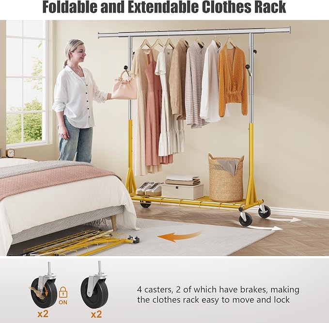 Rolling Clothes Rack Load 530lbs, Heavy Duty Garment Rack - Image 8