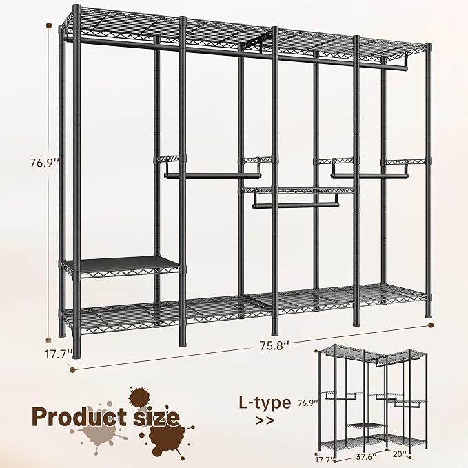 Raybee Clothes Rack Heavy Duty 1100 LBS Capacity Clothing Racks - Image 7