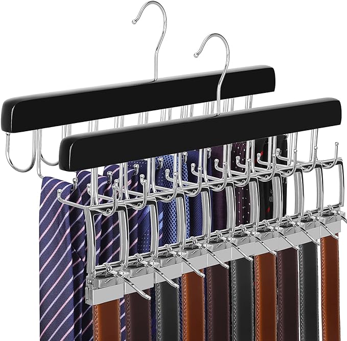 TOPIA HANGER 2 Pack 2 in 1 Belt Tie Hanger by TOPIAHANGER