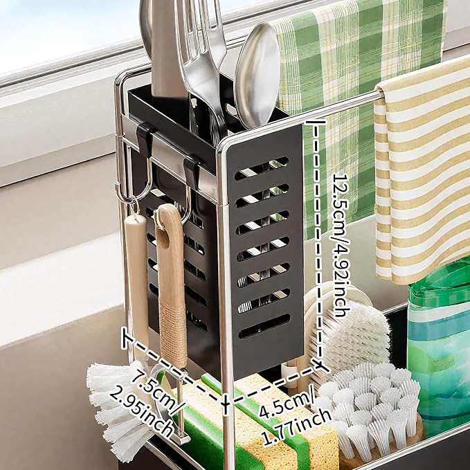 MOUKABAL Sponge Holder for Kitchen Sink, 2-Tier Sink Caddy Organizer - Image 3