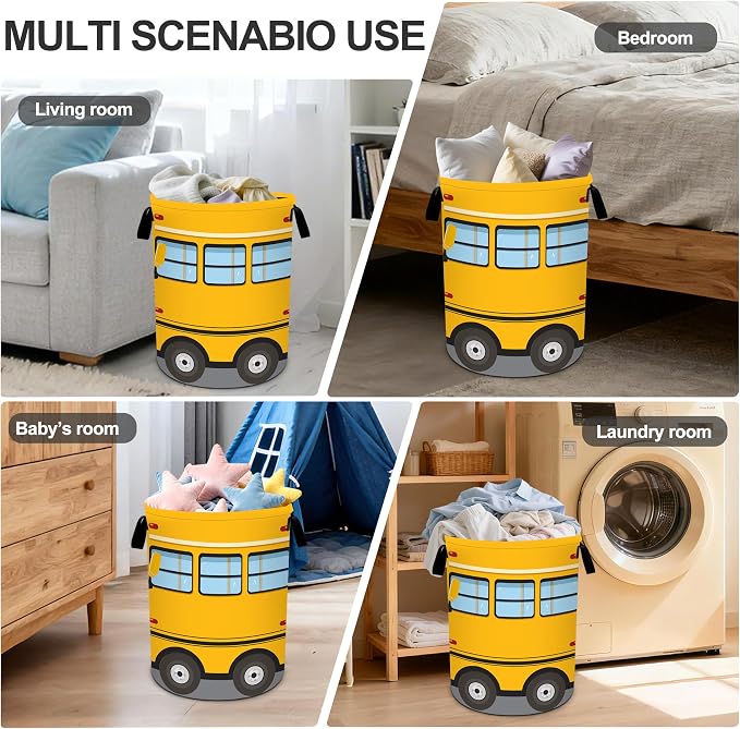 Bus Laundry Basket Storage Bin Foldable Laundry Hamper Clothes Storage Bucket - Image 6