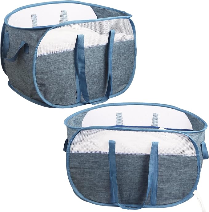 2 Pcs Collapsible Laundry Baskets, Tear Proof Pop Up Laundry Hamper by BATTOO