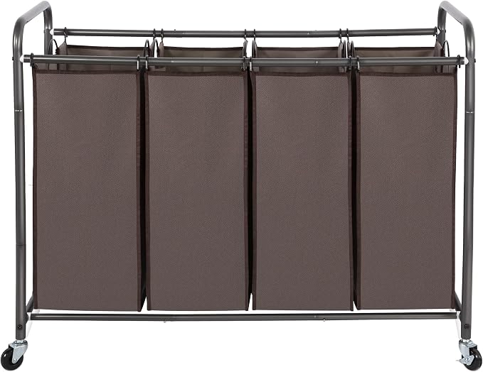 STO STO Laundry Sorter 4 Section, 4 Bag Clothes Hamper, Rolling Laundry Cart by STOSTO