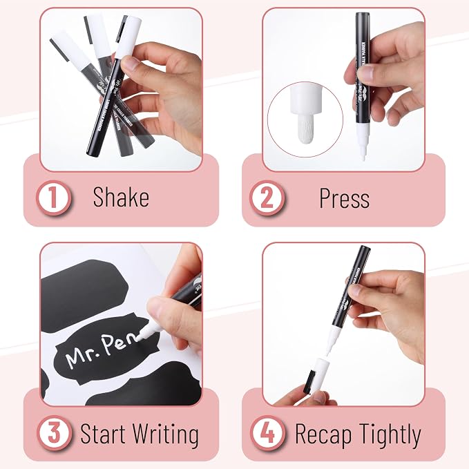 Mr. Pen- Chalkboard Labels, 1 White Chalk Marker and Small Towel, Label Stickers - Image 6