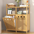 VASMIA Tilt Out Laundry Hamper Cabinet, Bamboo Double Laundry Hamper by VASMIA