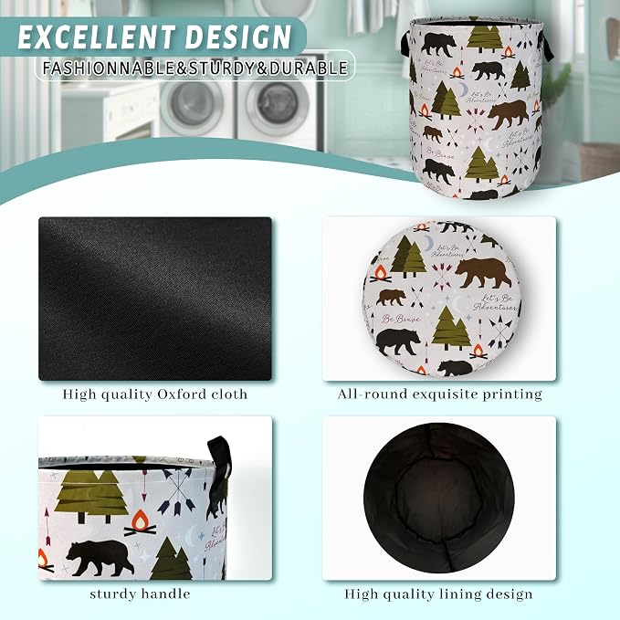 Funny Adventure Bear Forest Laundry Hamper Camping Laundry Basket - Image 4