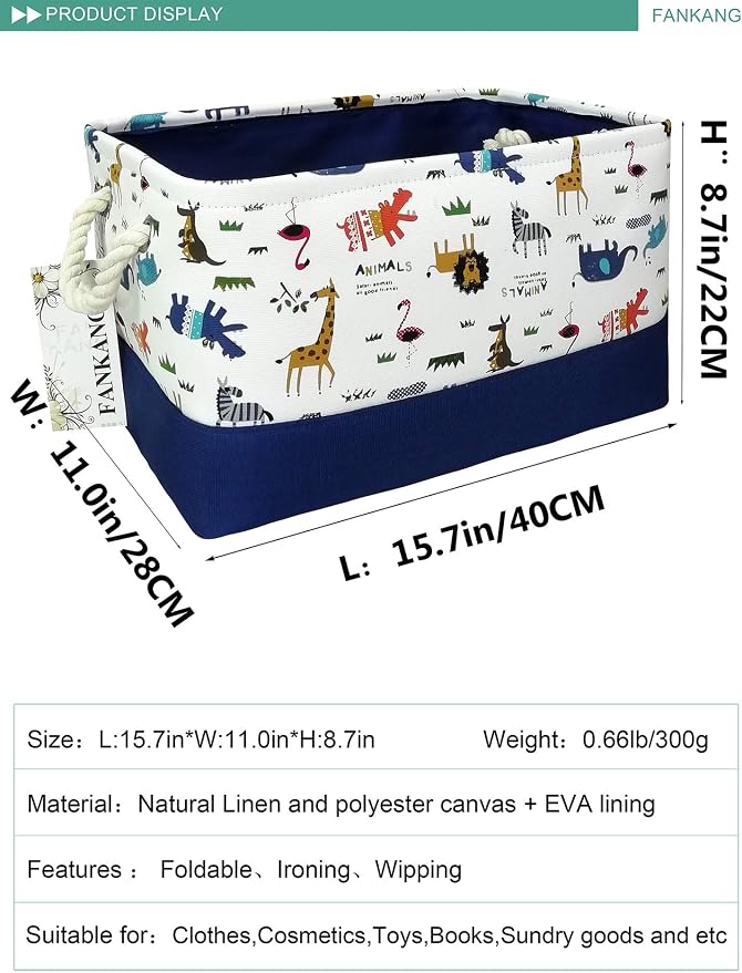 FANKANG Rectangular Laundry Basket Nursery Storage Fabric Storage Bin Storage - Image 2