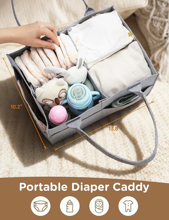 2-in-1 Baby Diaper Caddy Organizer, 3 Tier Rolling Storage Cart - Image 7