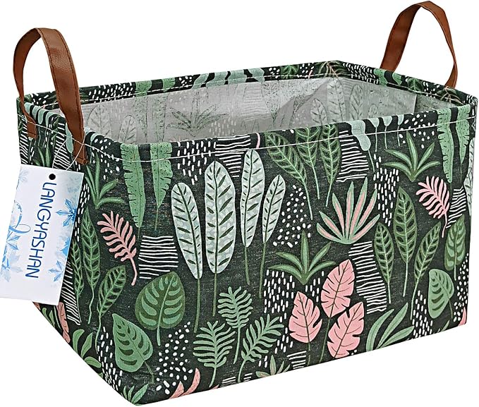 LANGYASHAN Rectangular Storage Bin Collapse Canvas Fabric Cartoon Storage Basket by LANGYASHAN