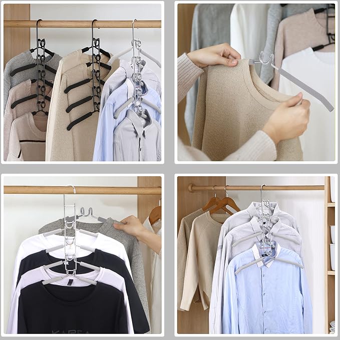 Clothes Hanger Space Saver: 2 Pack 5 in 1 Multiple Hangers - Image 3
