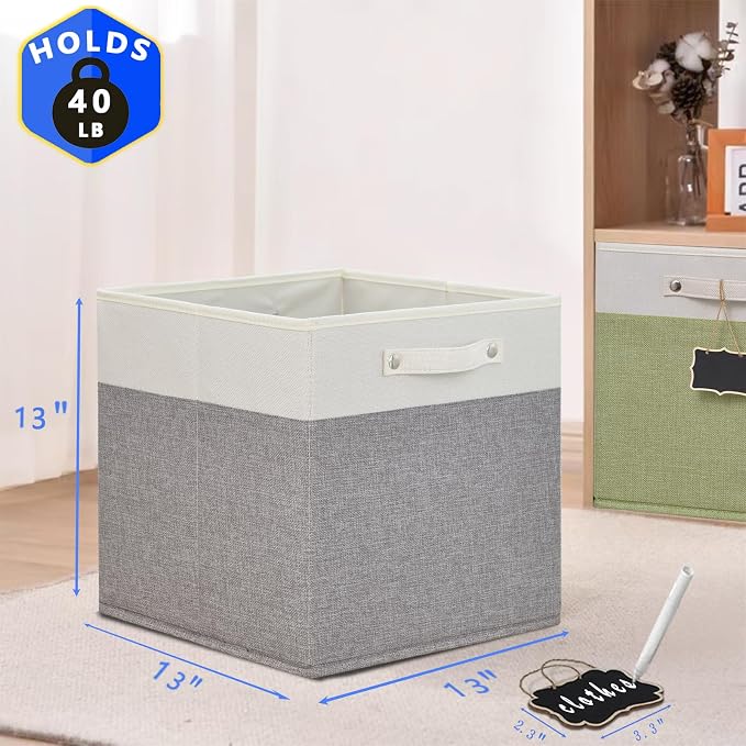 13x13x13 Storage Cube Bins 4 Pack, Collapsible Fabric Storage Cubes - Image 5