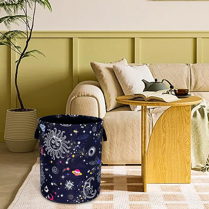 Sun Moon Galaxy Laundry Basket Funny Cosmic Foldable Waterproof Oxford Cloth - Image 8