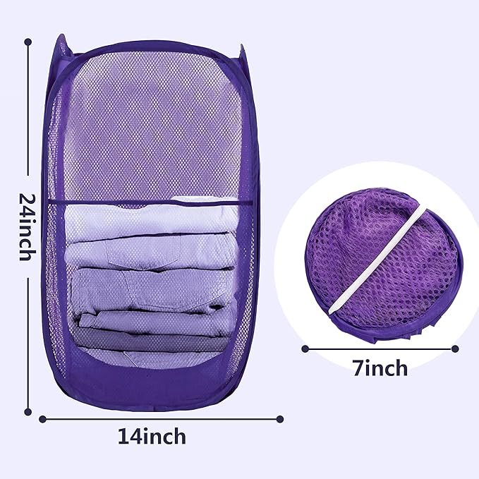 Pop Up Laundry Hamper, Mesh Laundry Basket Collapsible, Foldable Hamper - Image 2