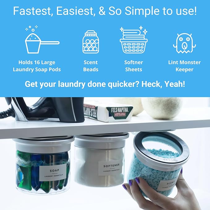 Laundry Powder Container, Magnetic Laundry Pods Holder, Small Shelf Organizer - Image 4