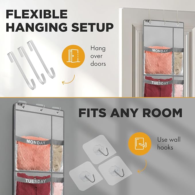 Over the Door Weekly Clothes Organizer - Image 4