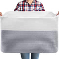 75L Large Blanket Basket, Rectangular Cotton Rope Basket, Laundry Hamper by Unknown