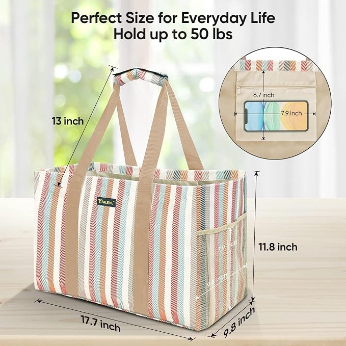 BALEINE Soft 9 Gallon Extra Large Utility Tote, Foldable Reusable Storage Bag - Image 4