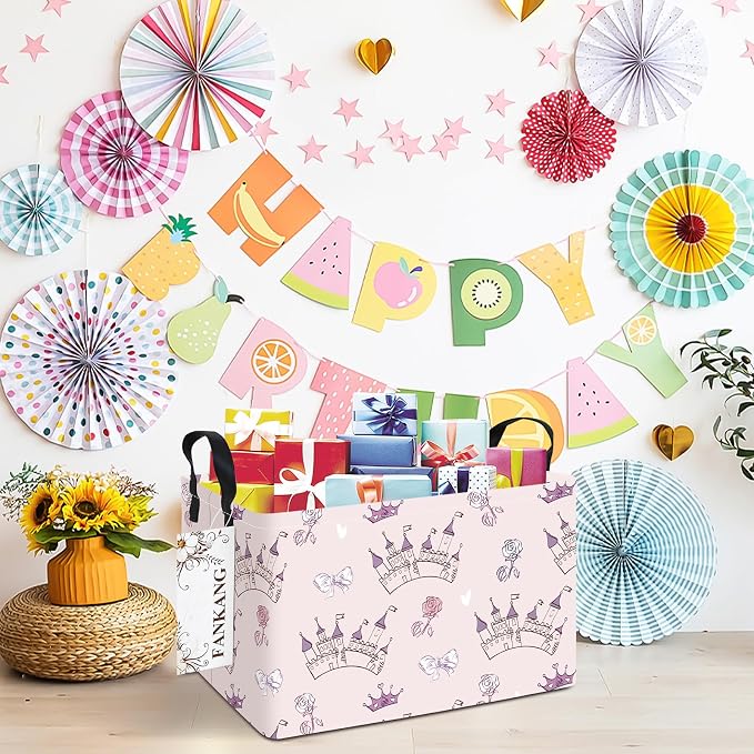 FANKANG Storage Bins, Nursery Hamper Canvas Laundry Basket Foldable - Image 3