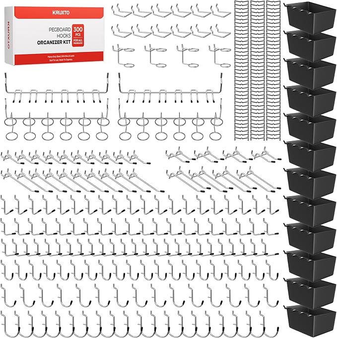 300PCS Pegboard Hooks Kit, Peg Board Organizer Accessories by Unknown